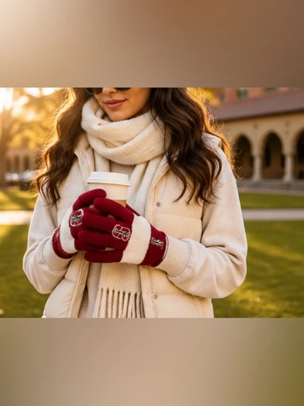 Stanford Cardinal LogoFit Knit Gloves NWT Red White Collegiate Cozy Winter Fuzzy